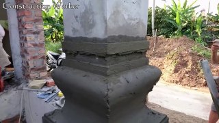 Amazing Construction from sand and cement - Rendering Sand and Cement on Column
