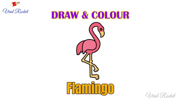 Flamingo Drawing and Colouring for kids | Flamingo Bird drawing for children | Art Breeze # 26 | Learn Colouring and Drawing for kids |Viral Rocket