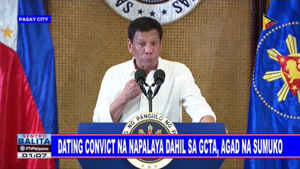 Dating convict na napalaya dahil sa GCTA, agad na sumuko