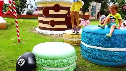 Vlad and mama walking at farm sheep Family fun playtime