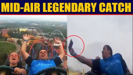 Man catches phone during roller coaster ride, Video goes viral | Oneindia News