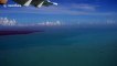 Apparent oil spill in Bahamas after Hurricane Dorian seen from air