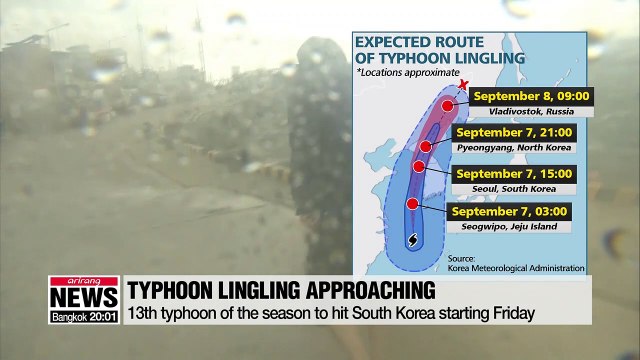 Typhoon Lingling to hit South Korea starting Friday