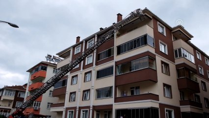 Binanın çatısında mahsur kalan kediyi itfaiye kurtardı - KASTAMONU