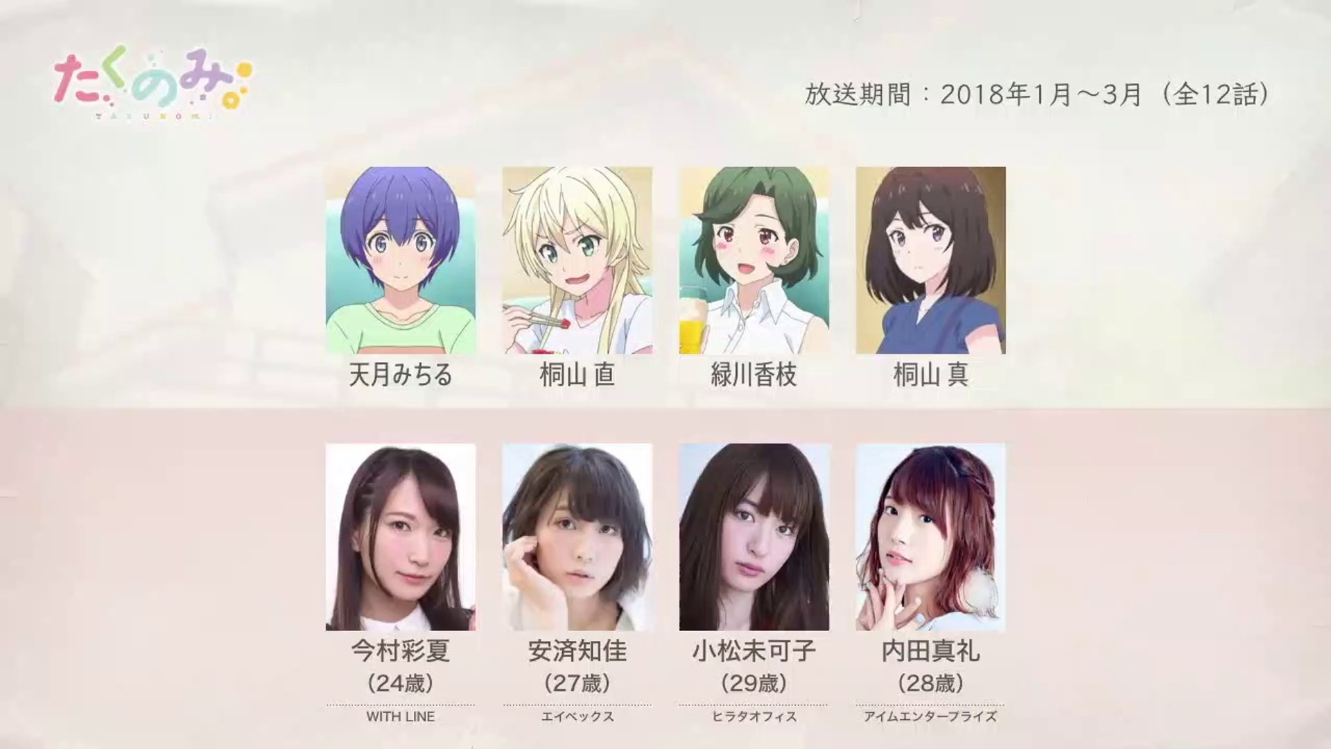 たくのみ の声優さんたちは こんな顔 動画 Dailymotion