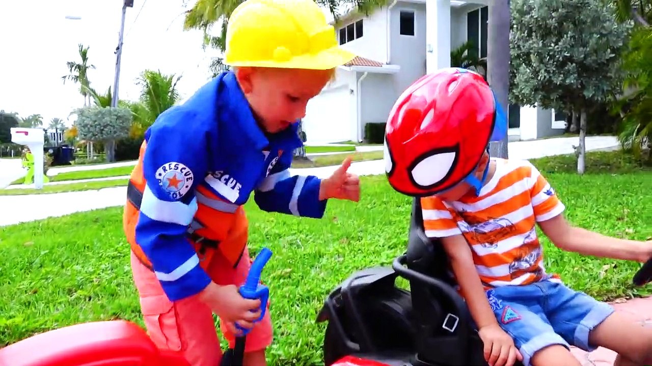 Children play and repair a playhouse