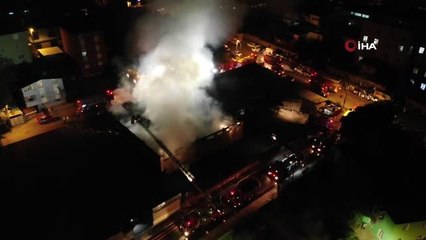 Sultanbeyli'deki yangın havadan görüntülendi