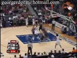 Josh Childress drive the lane and slam over Vince Carter