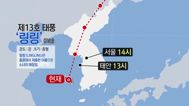 [태풍 위치] 수도권으로 다가오는 태풍 '링링' 시간별 진로 / YTN