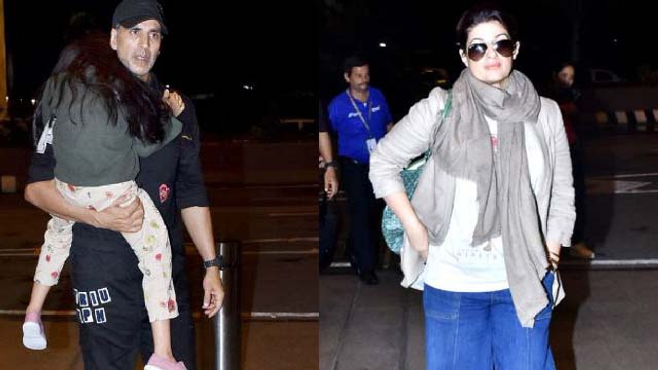 Twinkle Khanna, Akshay Kumar & Nitara leave for London to celebrate Akshay's birthday | FilmiBeat