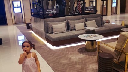 Little Mia playing seek and hide with Oleg in Dubai Hills Golf Club. Children Entertainment Video