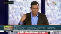 España: Pedro Sánchez pide a Unidas Podemos apoyar su investidura