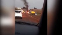 Vídeo mostra carro em chamas na rodovia BR-277