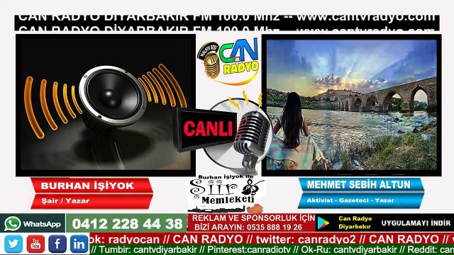 DİYARBAKIR CAN RADYO / ŞİİR MEMLEKETİ - BURHAN İŞİYOK MEHMET SEBİH ALTUN - 03.09.2019