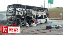 Double-decker bus catches fire at Sungai Perak R&R