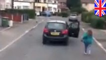 Road rage woman fails to put her car in park, so it rolls away