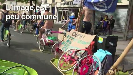 Des naturistes écolos roulent pour le climat dans Paris