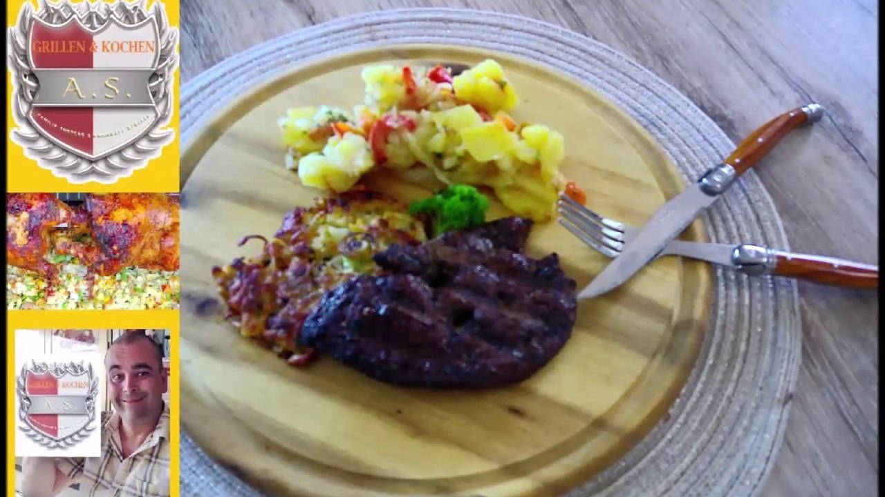 Gegrillte Leber mit Rösti + Gemüse