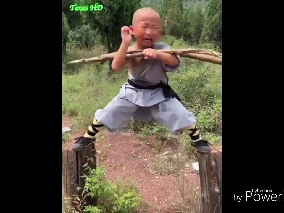 Kung Fu kid shows of his martial art skills