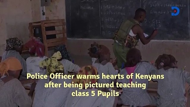 Police Officer warms hearts of Kenyans after being pictured teaching class 5 Pupils