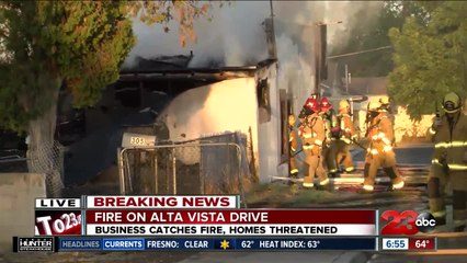 Fire threatens homes in East Bakersfield Monday morning