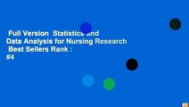 Full Version  Statistics and Data Analysis for Nursing Research  Best Sellers Rank : #4