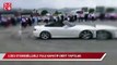 Lüks otomobillerle yolu kapatıp drift yaptılar