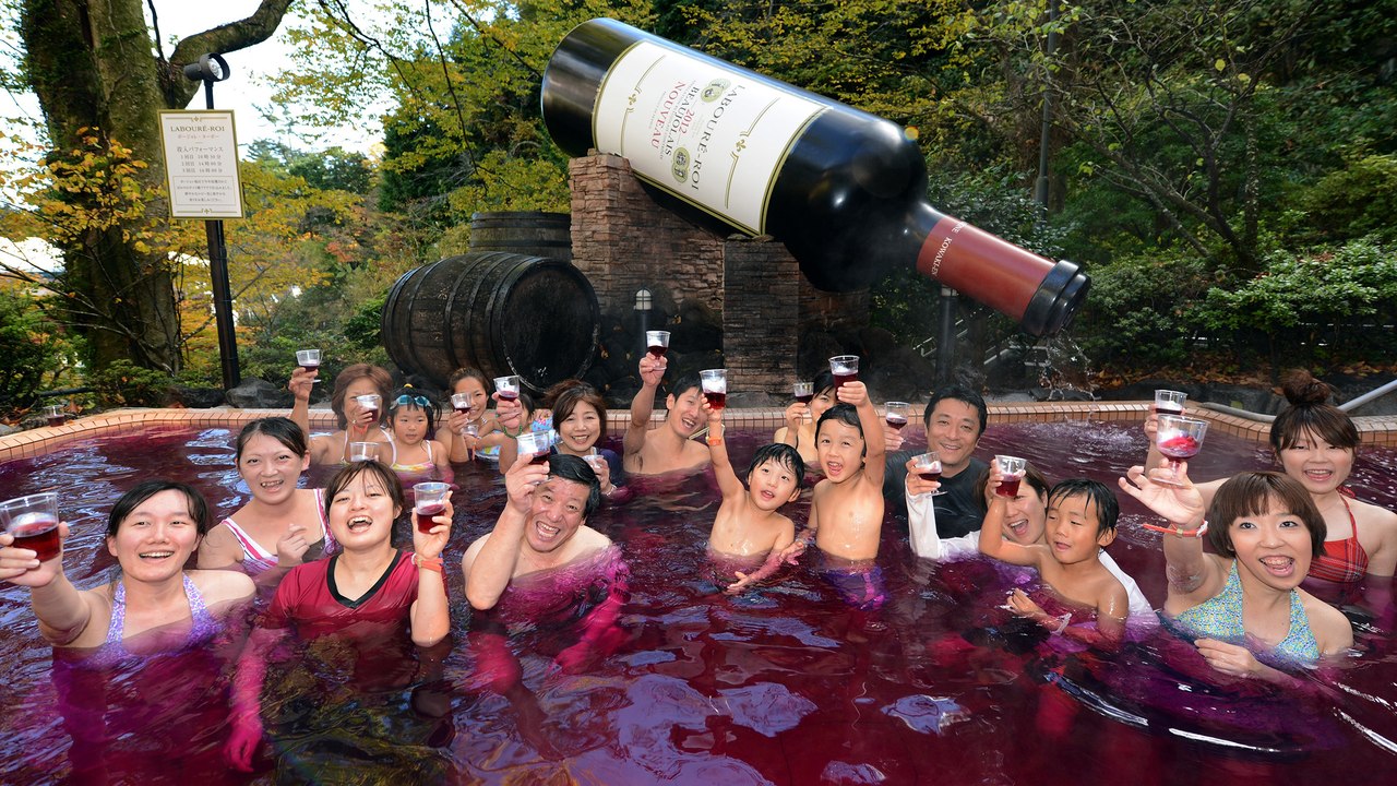 This Japanese Spa Lets You Swim in a Pool of Red Wine