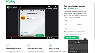 Novo Cartão de Crédito  SEM ANUIDADE/ PicPay Card , SEM TAXAS E CRÉDITO PESSOAL