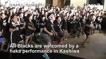 Japanese young rugby fans perform haka to greet All Blacks