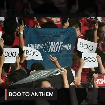 Protestors boo Hong Kong anthem during football World Cup qualifier
