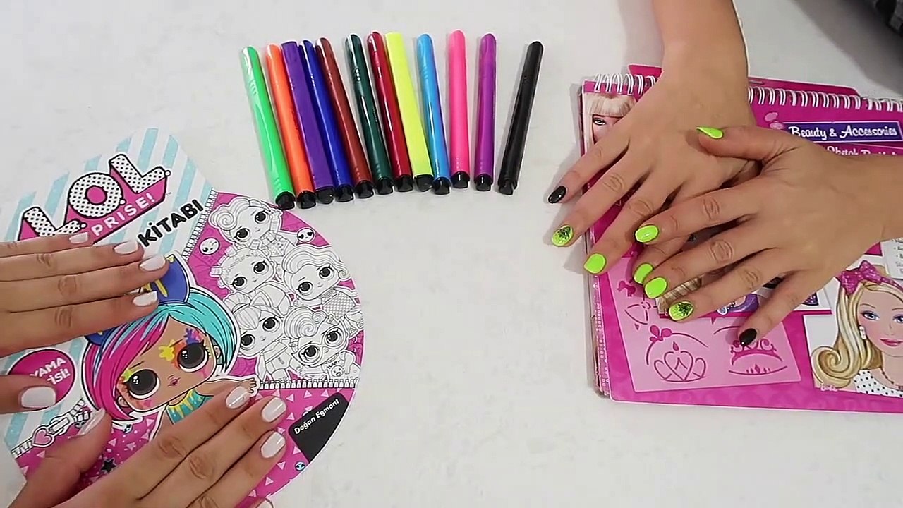 LOL vs BARBİE 3 KALEM BOYAMA CHALLENGE 3 MAKER CHALLENGE with LOL Surprise BARBIE Bidünya Oyuncak 