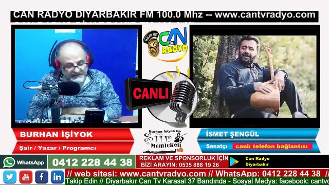 DİYARBAKIR CAN RADYO - BURHAN İŞİYOK İLE ŞİİR MEMLEKETİ - İSMET ŞENGÜL - 10.09.2019