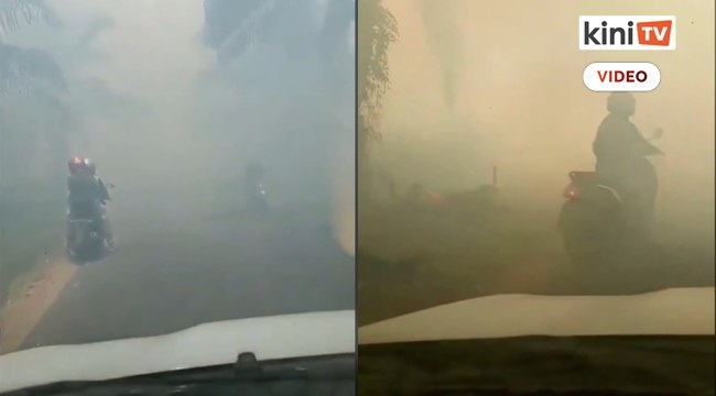 Jerebu tebal, penunggang motorsikal tak nampak jalan