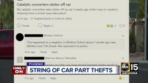 String of car part thefts in Phoenix