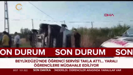 Beylikdüzü'nde öğrenci servisi takla attı