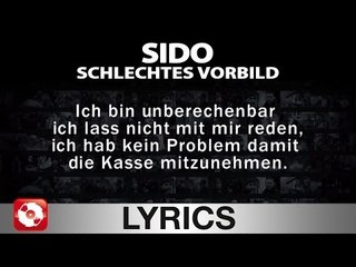 SIDO - SCHLECHTES VORBILD - AGGROTV LYRICS KARAOKE (OFFICIAL VERSION)