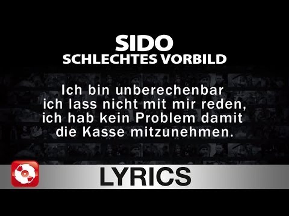 SIDO - SCHLECHTES VORBILD - AGGROTV LYRICS KARAOKE (OFFICIAL VERSION)