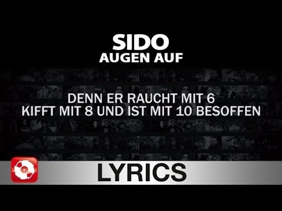 SIDO - AUGEN AUF AGGROTV LYRICS KARAOKE (OFFICIAL VERSION)