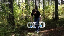 Incredible moment Swedish man's invention combines juggling and a hula hoop