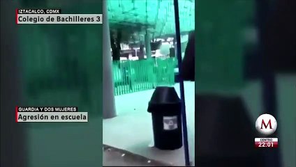 VIDEO- Mujeres golpean a vigilante de Bachilleres en Iztacalco