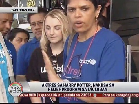 Evana Lynch, aktres sa Harry Potter, Nakiisa sa relief program sa Tacloban