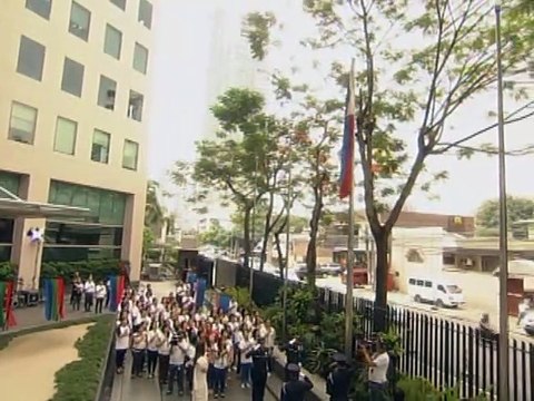 Klarisse de Guzman sings the national anthem at the ABS-CBN Flag Raising Ceremony