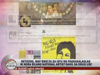 Netizens, May bwelta sa isyu ng pagkalaglag ni Nora bilang National Artist dahil sa drug use.