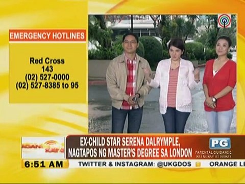 Ex-child star Serena Dalrymple , nagtapos ng Master's degree sa London