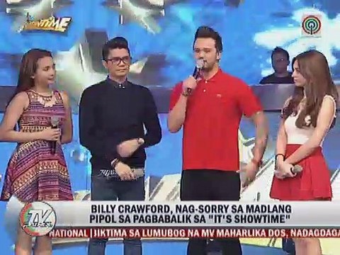 Billy Crawford, Nag-sorry sa madlang pipol sa pagbabali sa It's Showtime