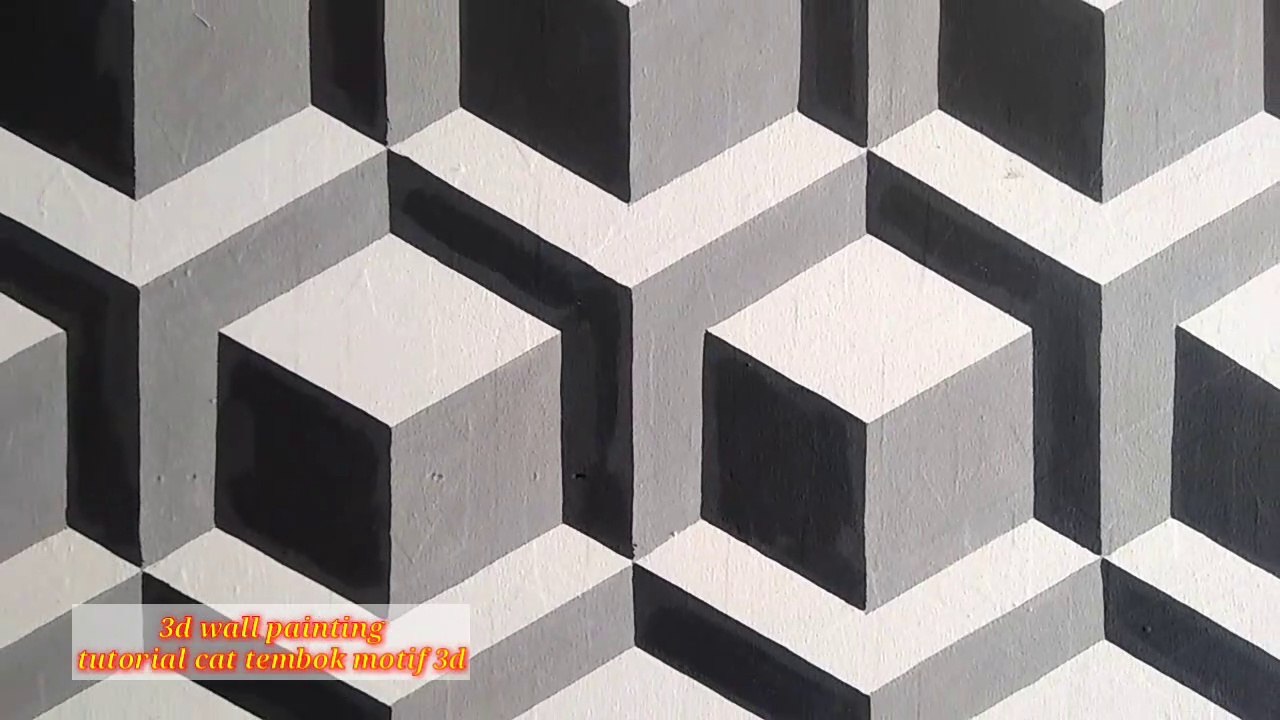 3d wall painting - tutorial cat tembok motif 3d
