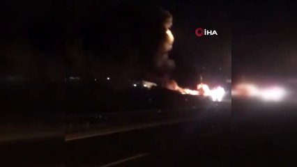 İzmir'de yolcu otobüsü alev alev yandı