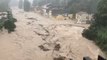 Las lluvias torrenciales de la DANA desbordan el cauce del río Clariano a su paso por Onteniente. @batalleta.