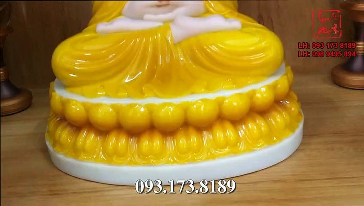 Tượng Phật Thích Ca Màu Vàng Hổ Phách Đế To Đẹp